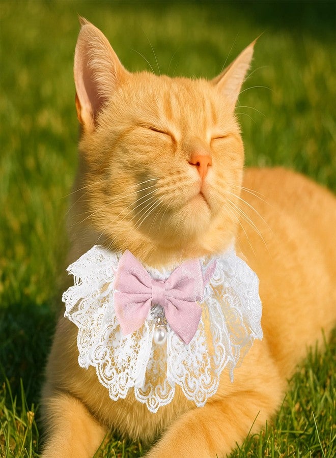 Aysatogc Cat Bow Collar, Breakaway Kitten Collar with Cute Bow Tie Girl Cat Collars Cats Princess Costumes Pink Outfit for Kitty and Some Puppies Birthday Party (Pink, M (7-11lbs)) - Image 4